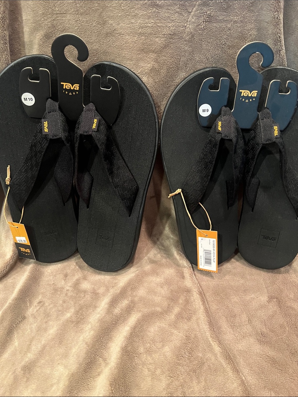 Teva Men’s Black Flip Flop Sandals with Subtle Yellow Logo